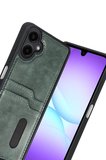 Samsung Galaxy A07 4G Sara Kartvizitli Deri Kılıf - Yeşil