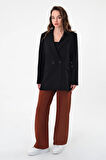 Siyah Çift Düğmeli Blazer Ceket