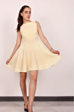 Kadın Sarı Kolsuz Mini Elbise
