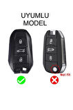 Peugeot 308 508 2008 3008 4008 5008 Rifter Uyumlu Deri Anahtar Koruma Kılıf Ve Örgü