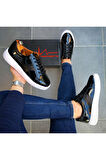HAKİKİ DERİ RUGAN SİYAH GÜNLÜK ERKEK AYAKKABI SNEAKER  SDGÇ1858
