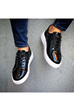 HAKİKİ DERİ RUGAN SİYAH GÜNLÜK ERKEK AYAKKABI SNEAKER  SDGÇ1858