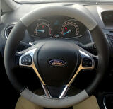 DİKİŞLİ DİREKSİYON KILIFI SİYAH DERİ GRİ DERİ SİYAH DİKİŞLİ F.ORD CURRİER İÇİN