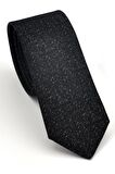 Füme Kırcıl Desenli Siyah Dokuma Kumaş Mendilli Slim Fit Kravat // SDK230916