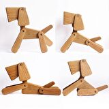 Çocuk Genç Odası Için Köpek Doğal Ahşap 3d Puzzle Abajur - Masa Lambası - Gece Lambası