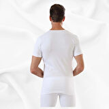 Erkek Basic Slim Fit %100 Pamuk  Tekli Sıfır Yaka Kısa Kollu Atlet