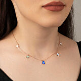 925 Ayar Gümüş Rose Nazarlı Şans Kadın Kolye