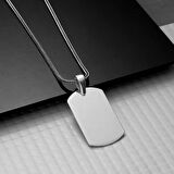 925 Ayar Gümüş Kare Plaka Kolye