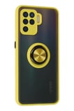 Newface Oppo Reno 5 Lite Kılıf Montreal Yüzüklü Silikon Kapak - Sarı