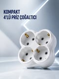 Duvar Tipi Priz Çoğaltıcı 4 Çıkışlı Kablosuz Kompakt Priz Adaptörü