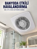 Dekoratif Havalandırma Aspiratörü 120 mm 180 m³/h Duvar ve Tavan Montajlı