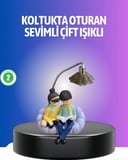 Kitap Okuyan Çift Figürlü Gece Lambası Romantik Dekoratif Masa Lambası