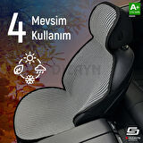 S-Dizayn Oto Koltuk Koruyucu Kılıf Set Çizgili Füme Beyaz Universal 2+3 Parça Ön Arka