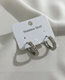 Xo'xxo Model Taşlı Halka Çelik Küpe