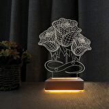 3D Led Gece Lambası Anneler Günü Hediyesi 3 Güllü Lamba, Anneye Eşe Hediye