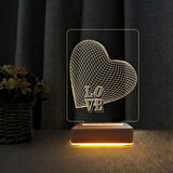 3D Led Gece Lambası Kalp Love Tasarım Sevgili Hediyesi 3D Gece Lambası