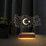 3D Led Gece Lambası Türkiye Haritası Tasarımlı Masa Lambası