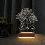 3D Led Gece Lambası Sevgili İçin Hediyesi 3 Gül Tasarım Led Gece Lambası 