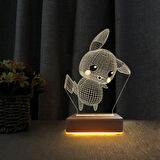 3D Led Gece Lambası Pikachu Tasarım Gece Lambası Çocuklar İçin Doğum Günü Hediyesi