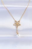 316L Çelik Zincir Gold Renk İnci Detay Çiçek Kolye TJ-BKO8730