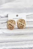 316L Çelik Gold Renk Motif Desen Model Kadın Küpe TJ-BKP11812
