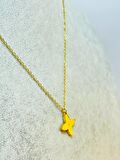 Çiçekli Çelik Kolye, 41 cm Gold