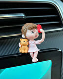 Selfie Yapan Sevimli Oturan Çift Araba İçi Biblo Aksesuar Torpido Süsü Sevgiliye Hediye