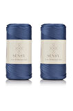 SENSY Premium 400 Gr Polyester Makrome İpi 2 mm 2li Set Ekru makrame ip supla çanta ipi No:4