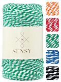 Sensy Premium 200 Metre 200 G Yeşil Beyaz Paket İp Hediye Paketleme İpi Marteniçka İpi Twine Baker