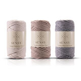 SENSY Premium Taranan Makrome Makrame Hobi İpi 3lü Set Ekru - Sütlü Kahve - Orta Gri