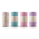 SENSY Premium Taranan Makrome Makrame Hobi İpi 4lü Set Ekru - Mint - Bebe Pembesi - Lila
