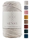 SENSY Premium 3 Büküm Pamuk Taranan Makrome Makrame Halat Hobi İpi Üç Büküm Nefti Yeşili