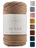 SENSY Premium 3 Büküm Pamuk Taranan Makrome Makrame Halat Hobi İpi Üç Büküm Nefti Yeşili