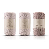 SENSY Premium Taranan Makrome Makrame Hobi İpi 3lü Set 2 Ekru - Sütlü Kahve