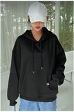 Erkek Uzun Kol Kapşonlu Basic Sweatshirt Hoodie - Siyah