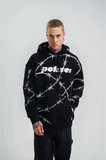 Erkek Polızeı Premium Kalite Kapşonlu Varak Ve Pano Baskılı SweatShirt - Siyah