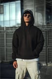 Erkek Üç İplik Penye Kapşonlu Basic SweatShirt - Siyah