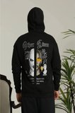 Erkek Kapşonlu Sweatshirt – Oversize Üç İplik Şardonlu Hoodie, “Other Lives” Ön - Arka Bas