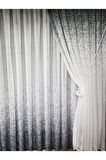 Yeni Tasarım Üst Renkli  Gri-Antrasit-Füme Serpinti Tül Ve Sağ/Sol Takım Tül Fon Perde