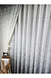 Yeni Tasarım Üst Renkli  Gri-Antrasit-Füme Serpinti Tül Ve Sağ/Sol Takım Tül Fon Perde