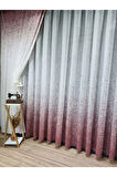 Yeni Tasarım Üst Renkli Pembe-Pudra Serpinti Tül Ve Sağ/Sol Takım Tül Fon Perde