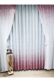 Yeni Tasarım Üst Renkli Pembe-Pudra Serpinti Tül Ve Sağ/Sol Takım Tül Fon Perde