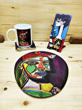 Pablo Picasso Set 6 - Kupa Traverten Bardak Altlığı Mousepad Mdf Telefon Standı