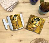 Kediler Ve Sanat/gustav Klimt The Kiss Set 9 - T Fincan Kupa Taş Bardak Altlığı 1
