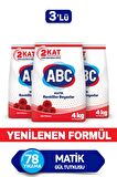 ABC Matik Gül Parfümlü Beyazlar ve Renkliler İçin Toz Çamaşır Deterjanı 3 x 4 kg 78 Yıkama
