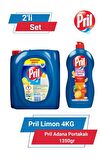 PRİL LİMON 4 KG & PRİL ADANA PORTAKALI 1350gr 2'li Set 