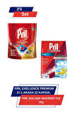 Pril Excellence Premium 5’i 1 Arada 22'li Kapsül & Pril Bulaşık Makinesi Tuzu 2 kg