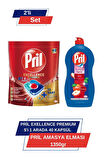 Pril Excellence Premium 5’i 1 Arada 40'lı Kapsül &Pril Amasya Elmasi 1350 gr 