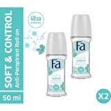Fa Soft & Control Roll-On 50 Ml X 2 Adet