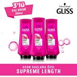 Gliss  Supreme Length Uzun Saçlara Özel Saç Kremi 360 ml ml x 3 Adet
